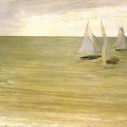 Grey and green the silver sea by Whistler